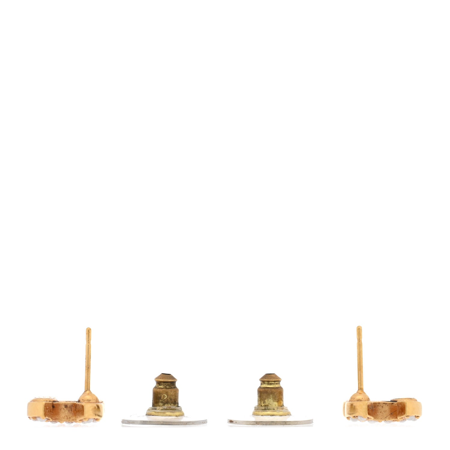 Chanel Pearl Studded CC Earrings Gold 3 of 5