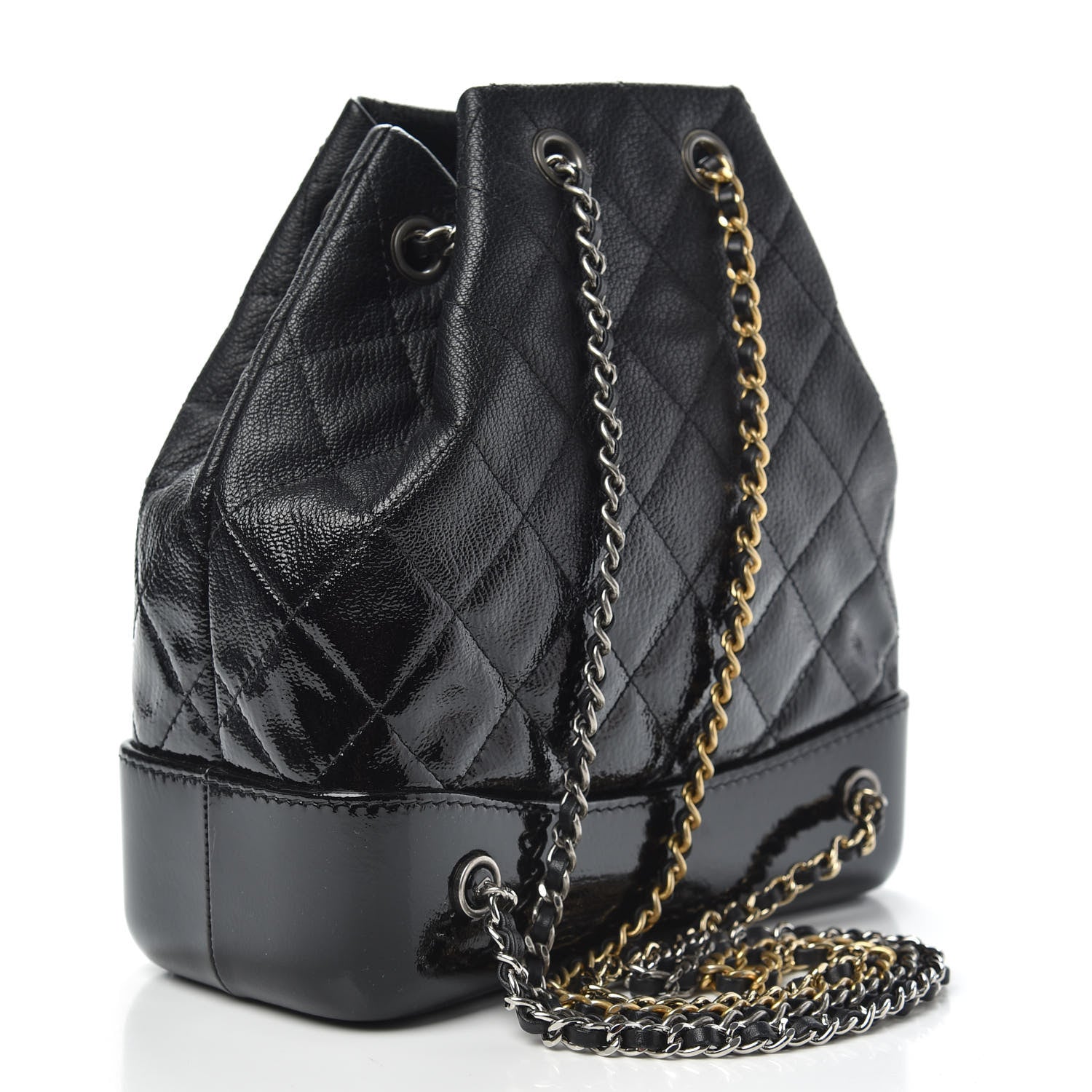 Chanel Patent Goatskin Quilted Small Gabrielle Backpack Black 2 of 9
