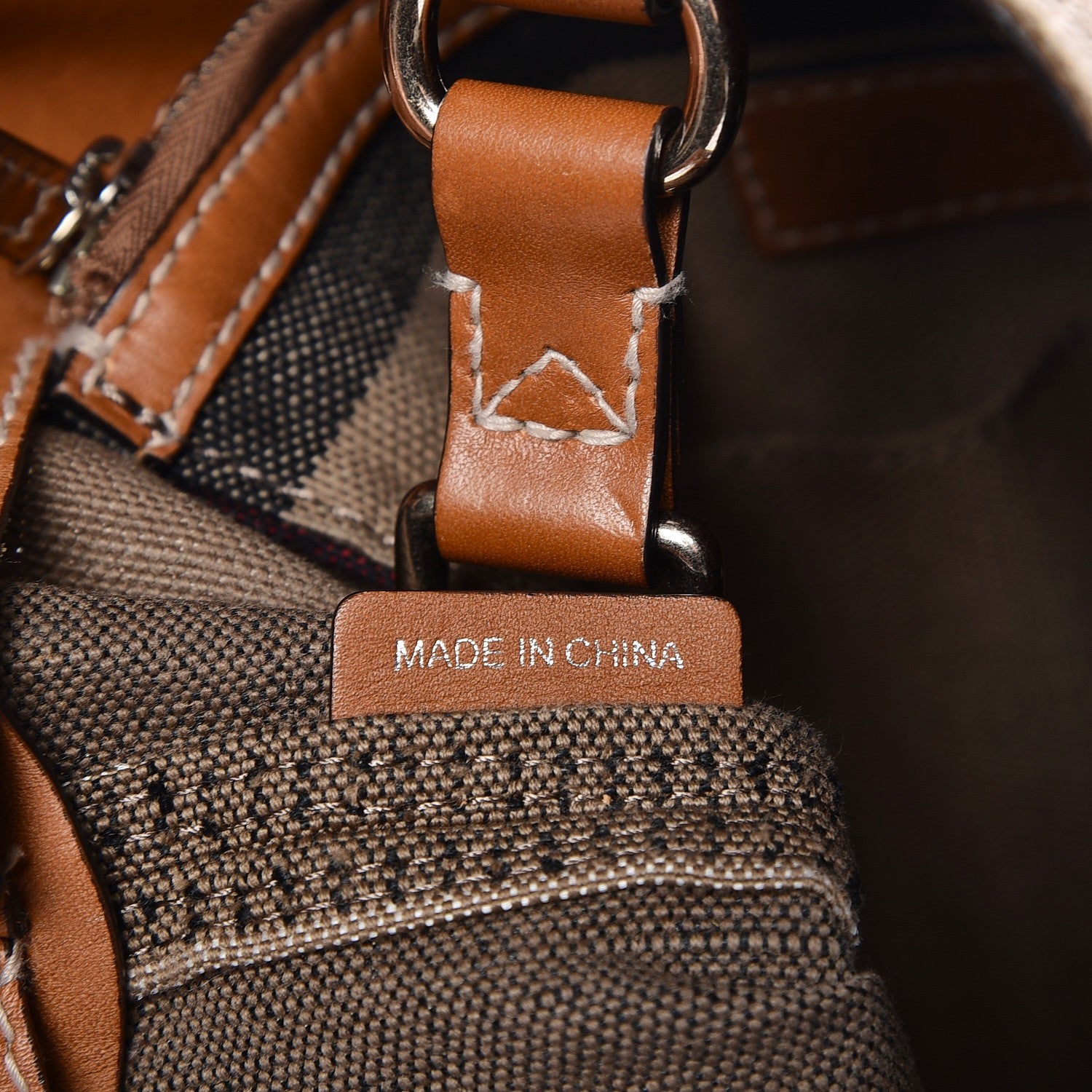Burberry Canvas Mega Check Medium Ashby Hobo Saddle Brown 13 of 16