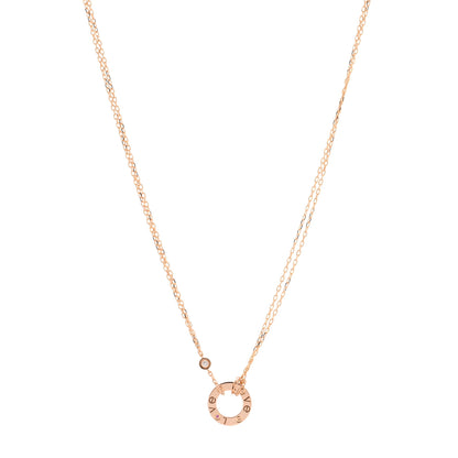 Cartier 18K Pink Gold 1 Diamond 1 Pink Sapphire LOVE Necklace 1 of 4
