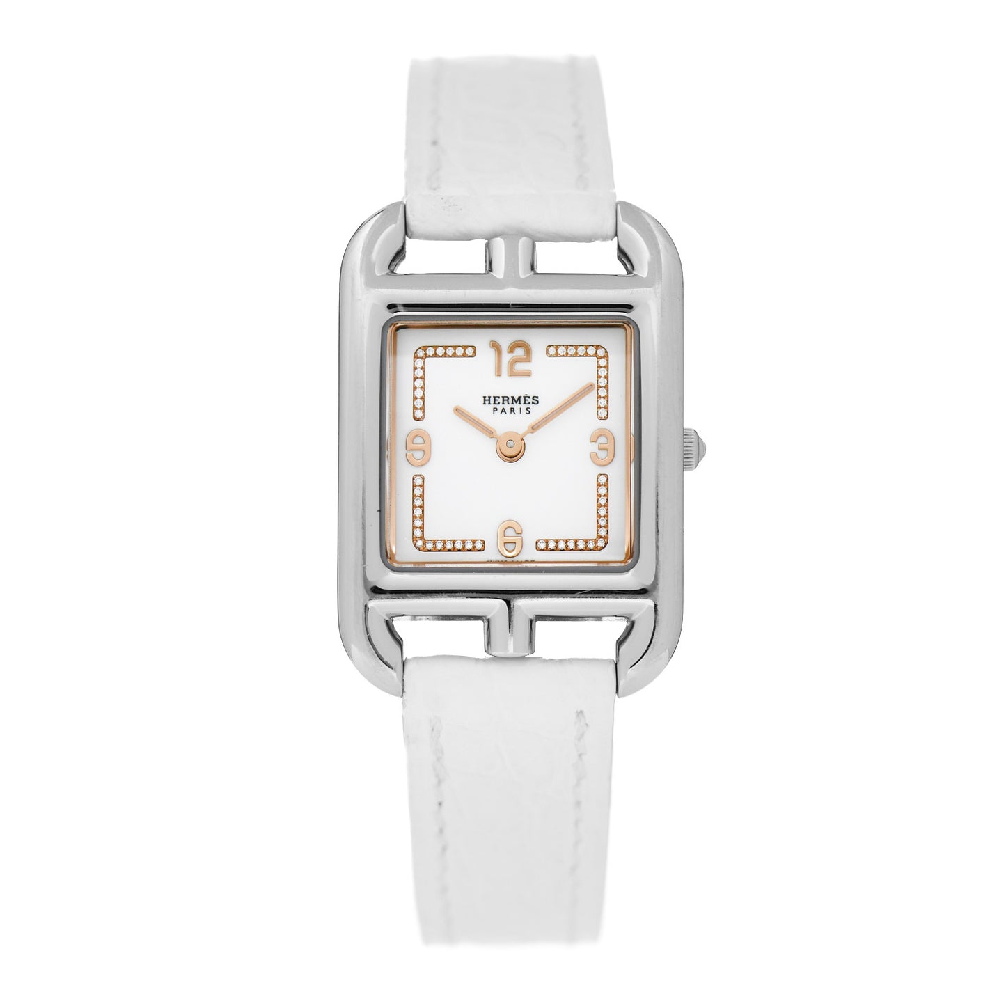 Stainless Steel Alligator Diamond 23mm Cape Cod Quartz Watch Blanc