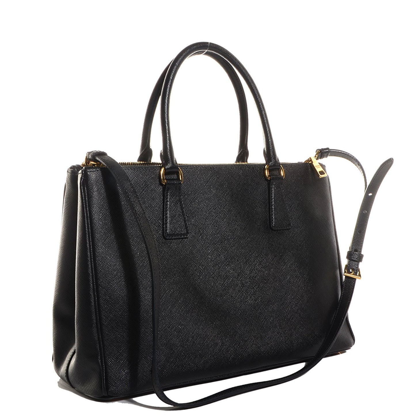Saffiano Lux Medium Double Zip Tote Nero Black