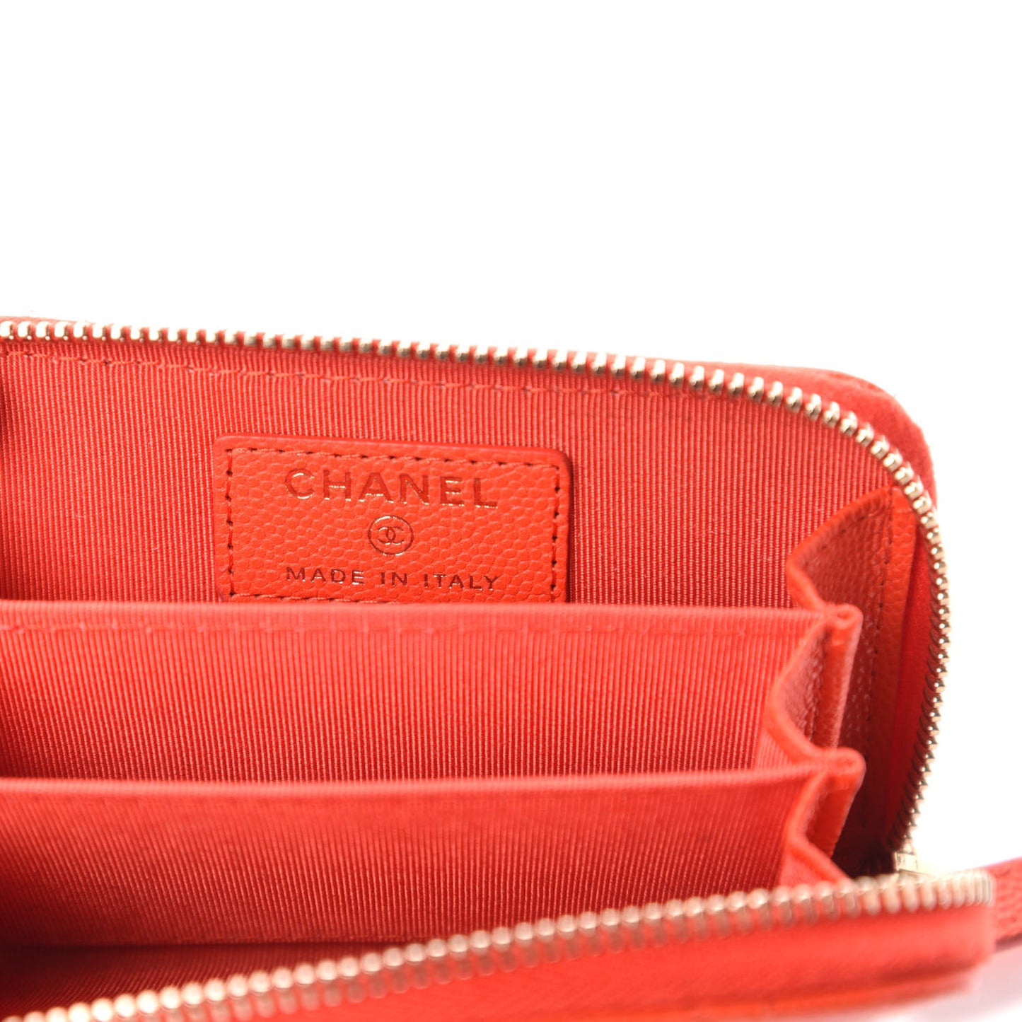 Caviar Quilted Zip Card Holder Orange