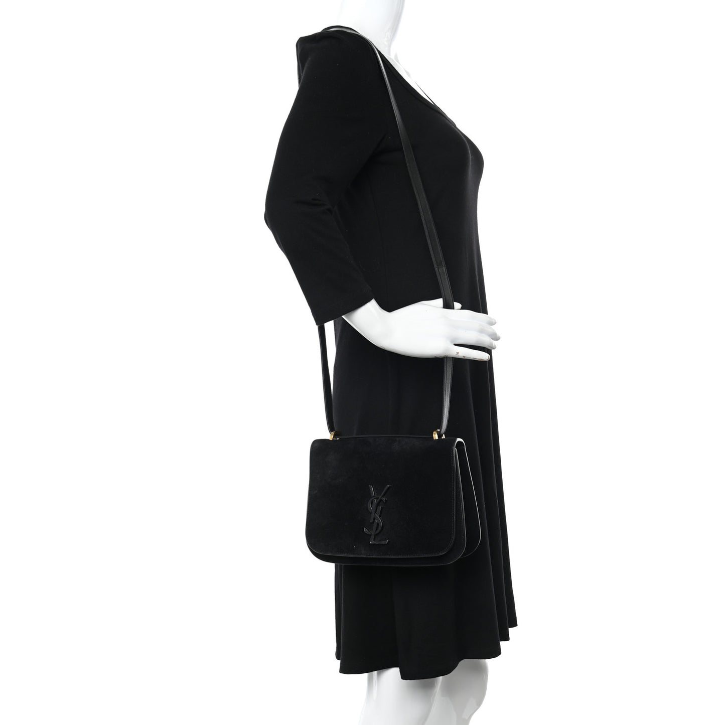 Suede Small Spontini Saddle Bag Black