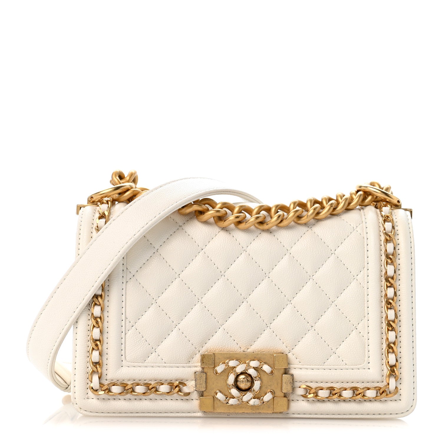Chanel Caviar Quilted Small Chain Around Boy Flap White 1 of 13