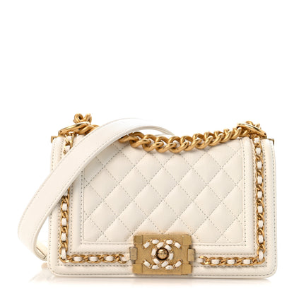 Chanel Caviar Quilted Small Chain Around Boy Flap White 1 of 13