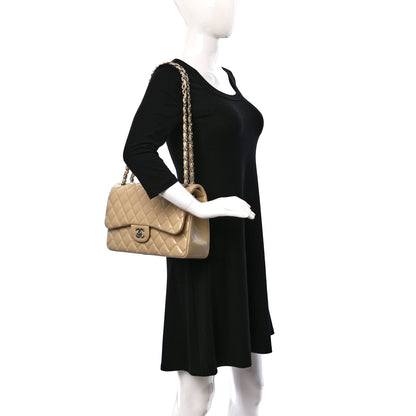 Chanel Caviar Quilted Jumbo Double Flap Beige 2 of 10