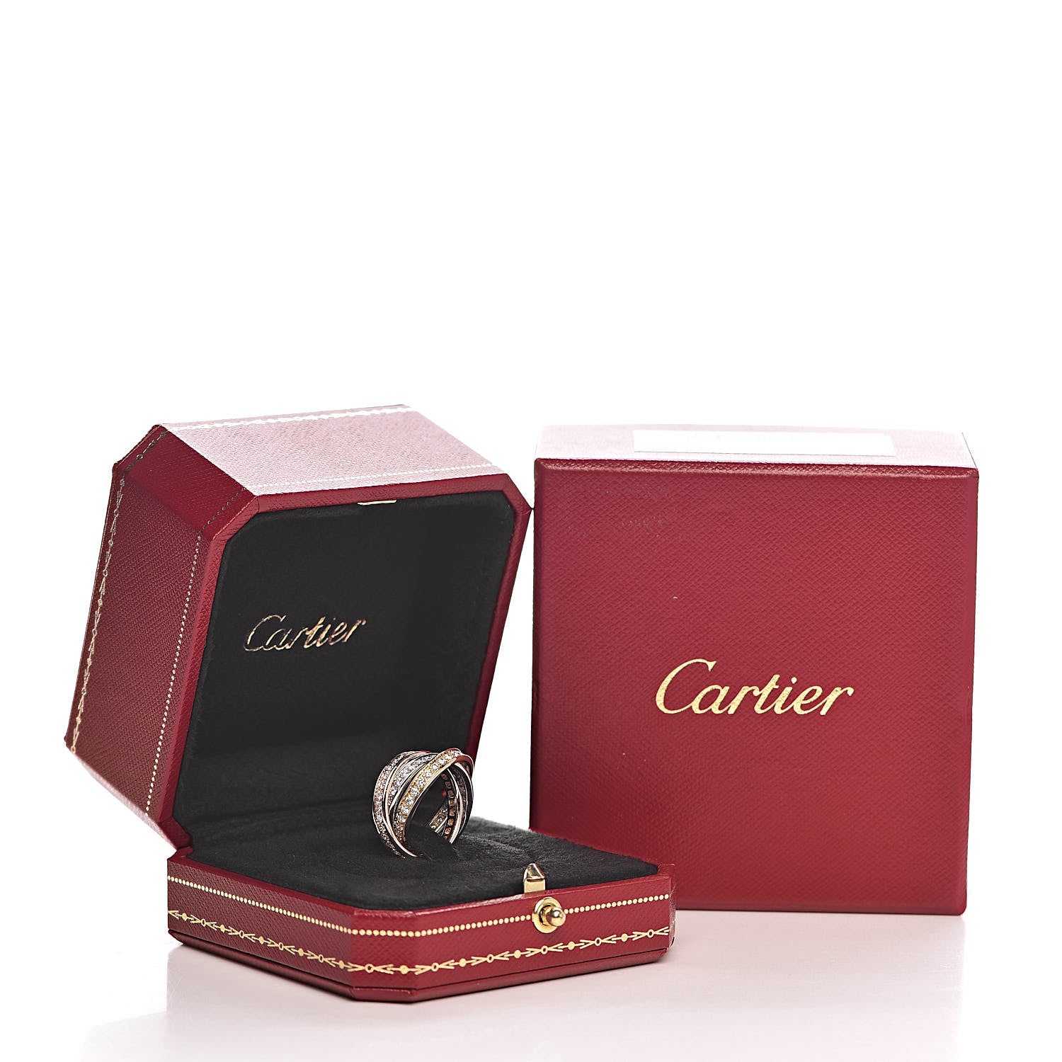 Cartier 18K Pink Yellow White Gold Diamond Trinity Ring 51 5.75 6 of 6