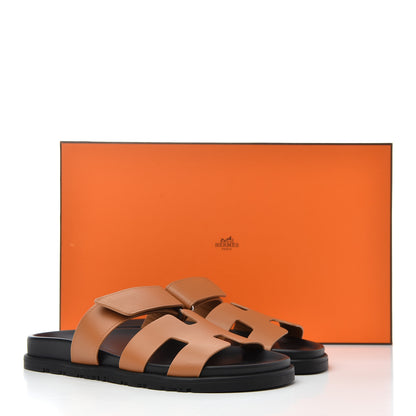 Hermes Calfskin Womens Chypre Sandals 38.5 Gold 9 of 9