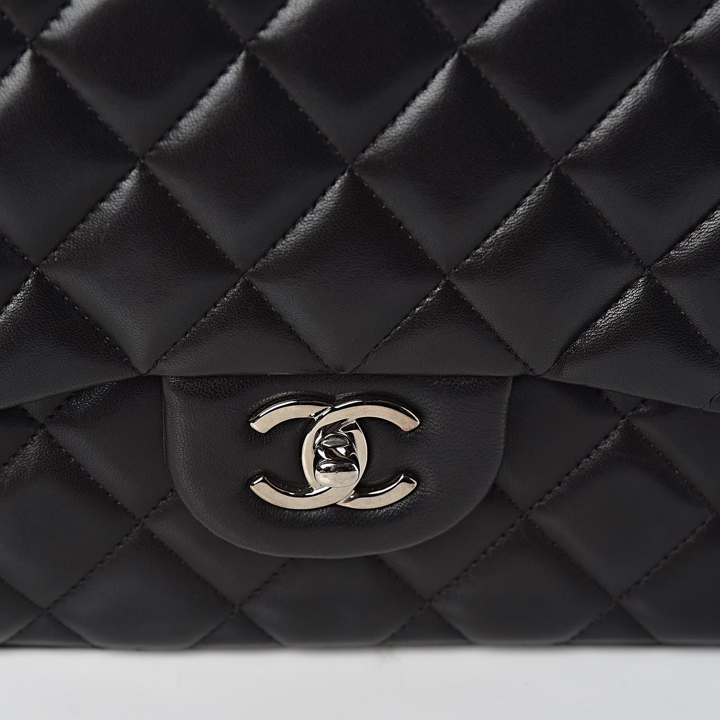 Lambskin Quilted Jumbo Double Flap Black