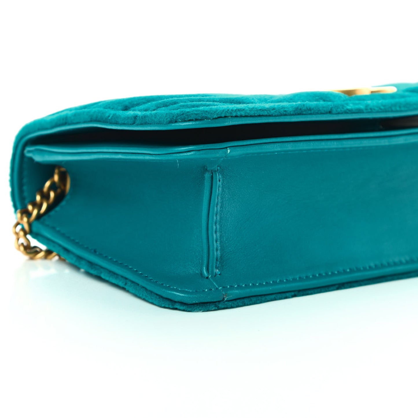Velvet Matelasse GG Marmont Mini Bag Pavone Cyan