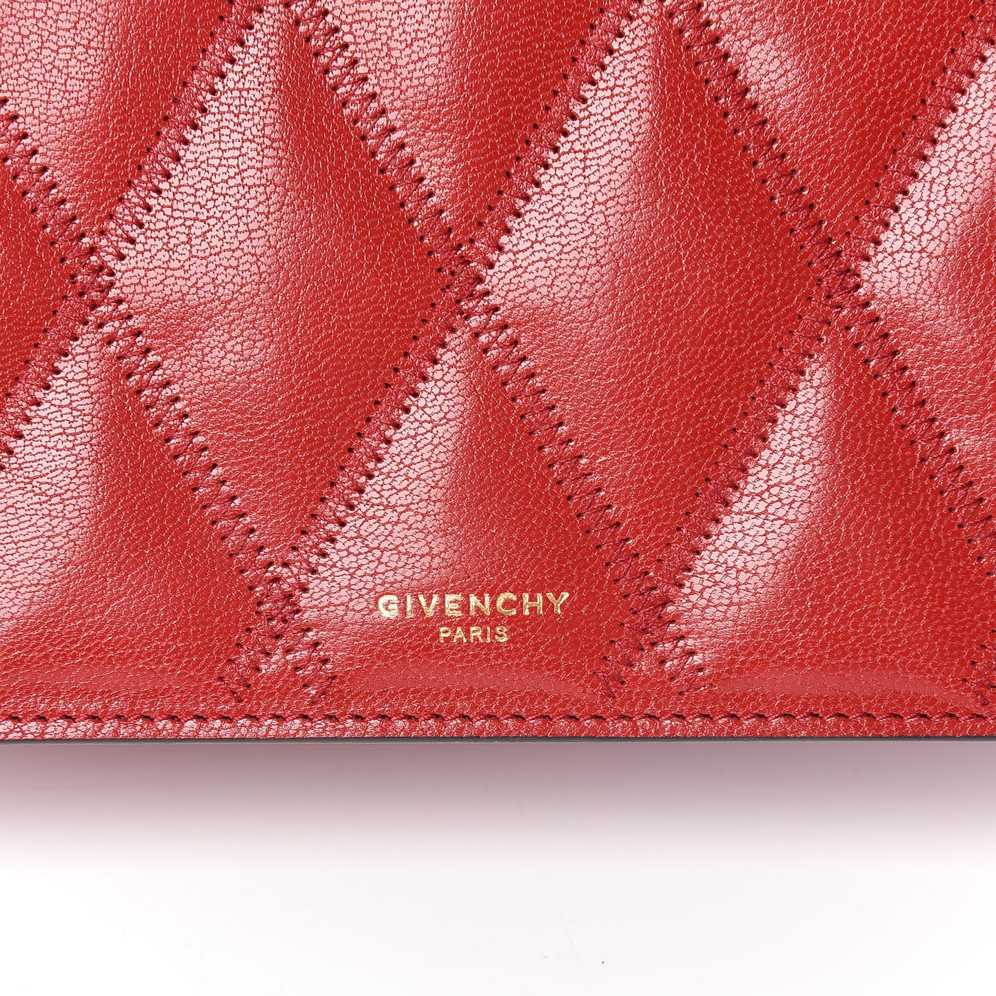 Goatskin Quilted GV3 Strap Wallet Vermillon