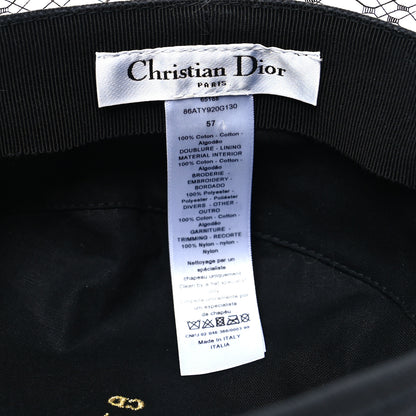 Christian Dior Cotton Canvas Arty Cap with Veil 57 Black 7 of 7