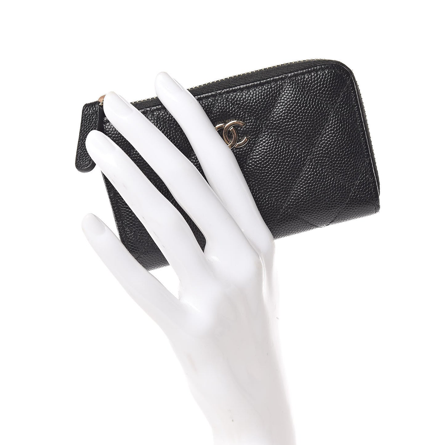 Caviar Quilted Key Holder Case Black