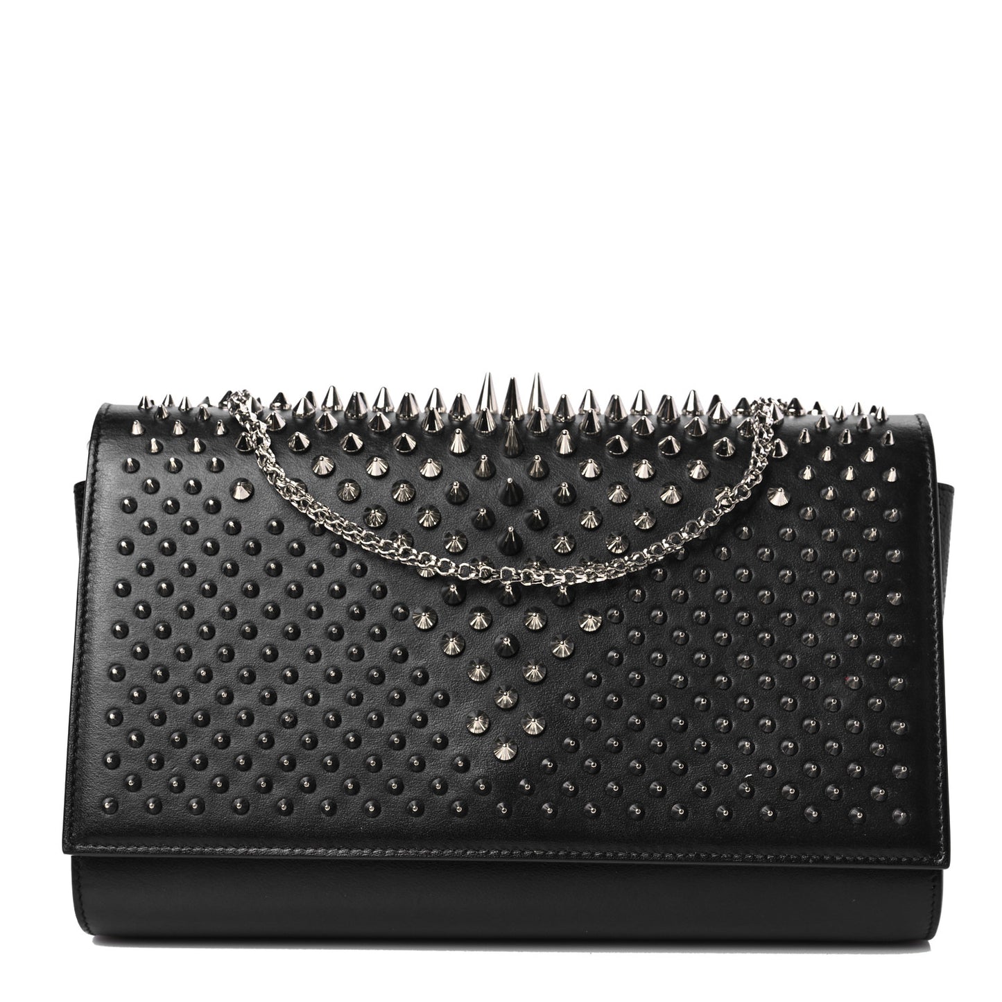 Calfskin Patent Jurassic Spikes Paloma Clutch Black