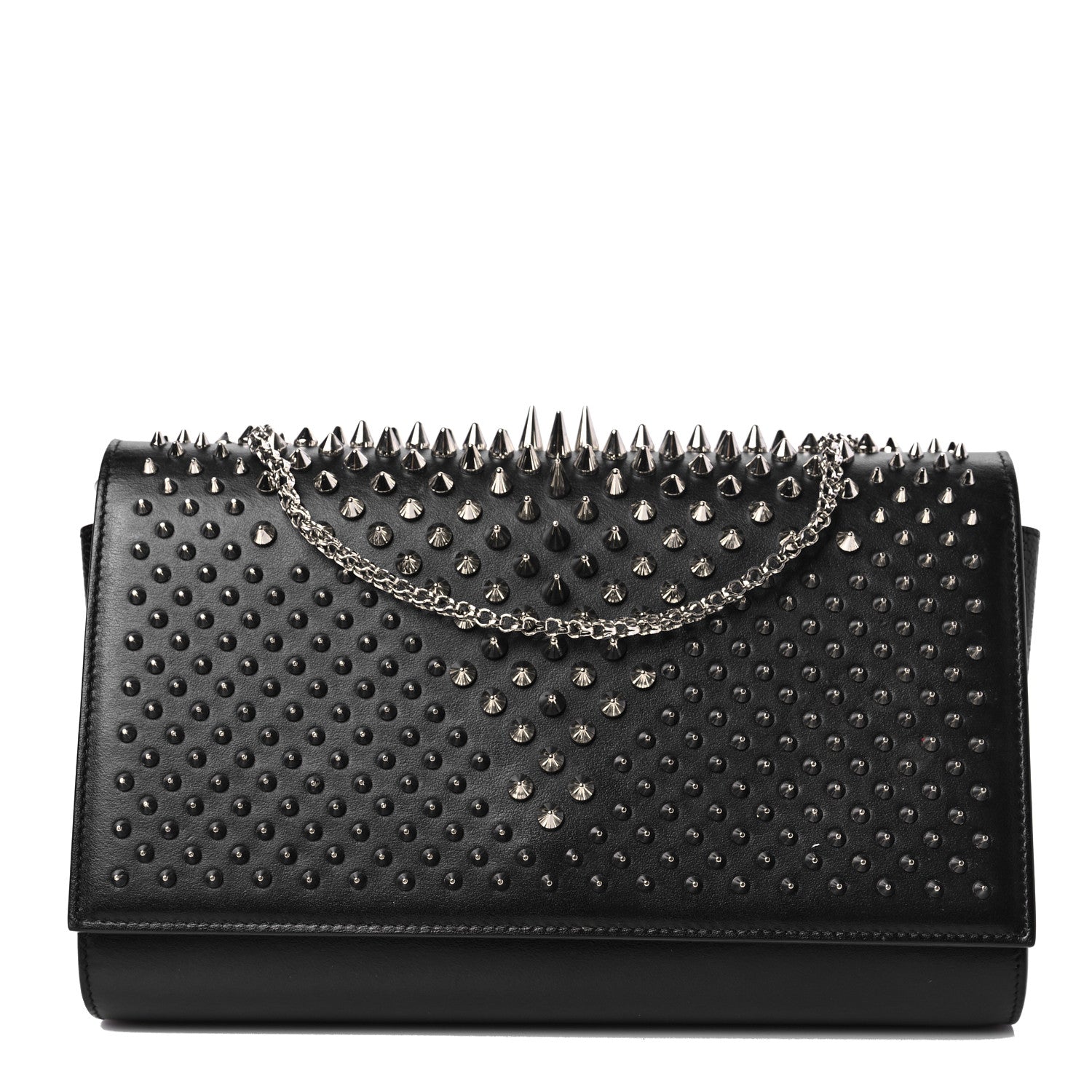 Christian Louboutin Calfskin Patent Jurassic Spikes Paloma Clutch Black 1 of 9