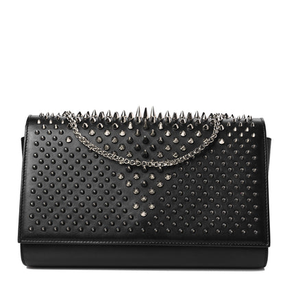 Christian Louboutin Calfskin Patent Jurassic Spikes Paloma Clutch Black 1 of 9