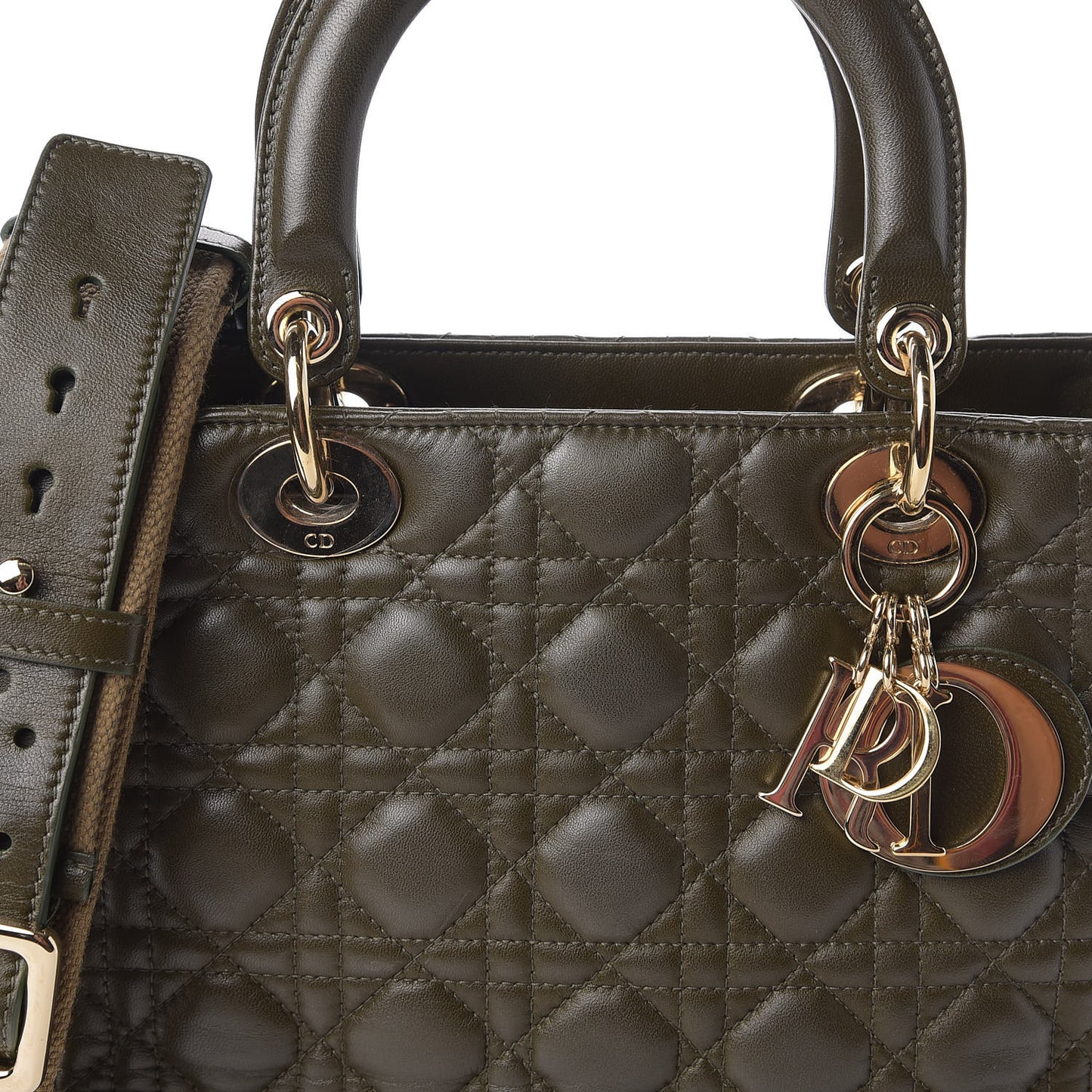 Lambskin Cannage Medium Lady Dior Olive Green