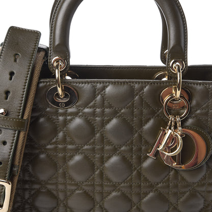 Christian Dior Lambskin Cannage Medium Lady Dior Olive Green 9 of 9