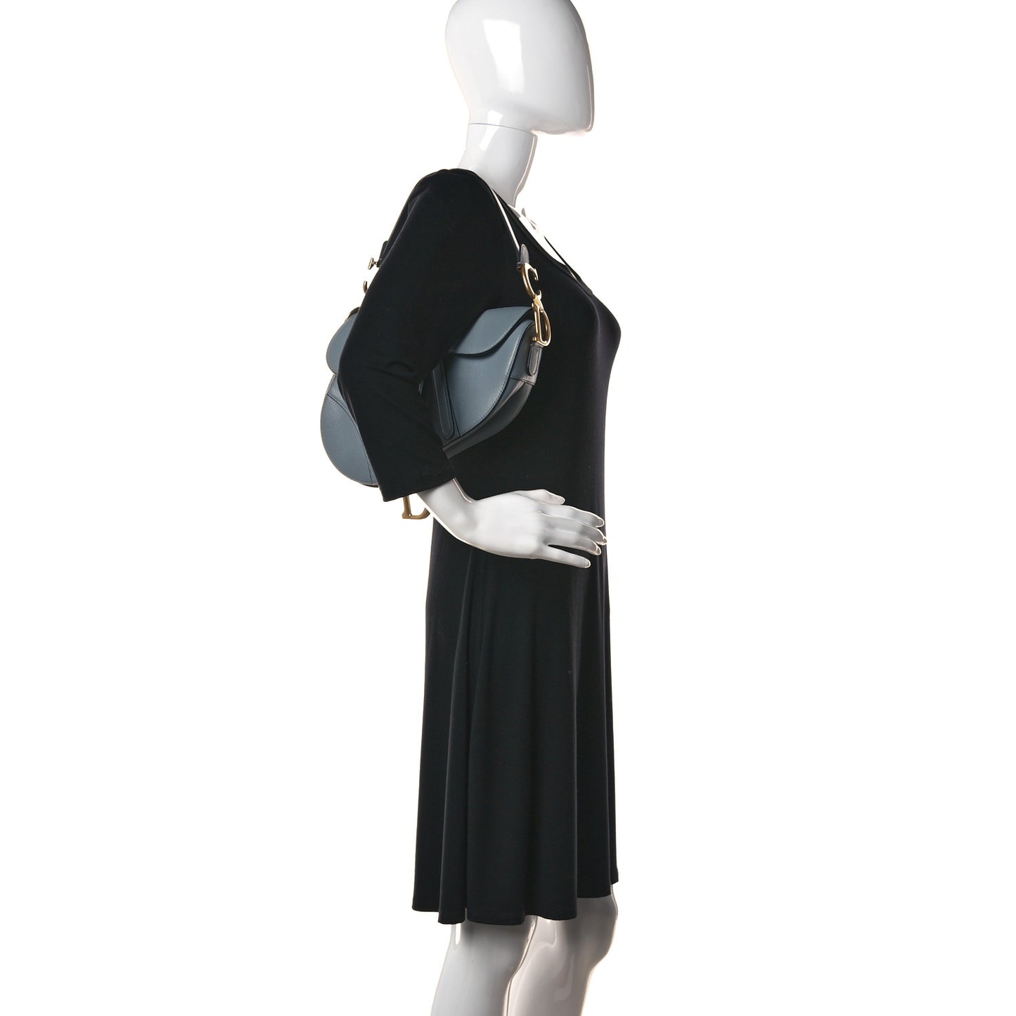 Shiny Goatskin Saddle Bag Cloud Blue