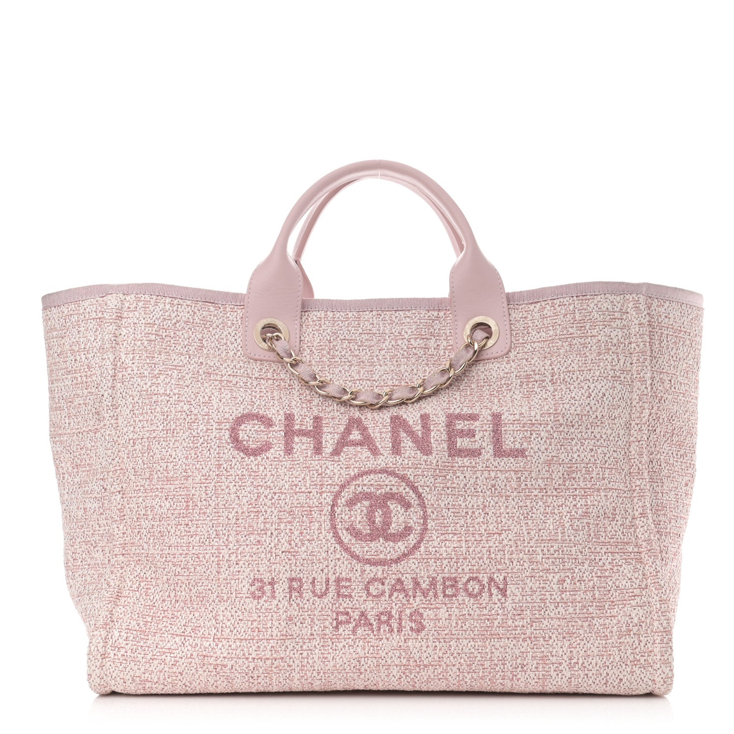Straw Lurex Medium Deauville Tote Pink