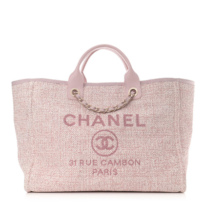 Chanel Straw Lurex Medium Deauville Tote Pink 1 of 14