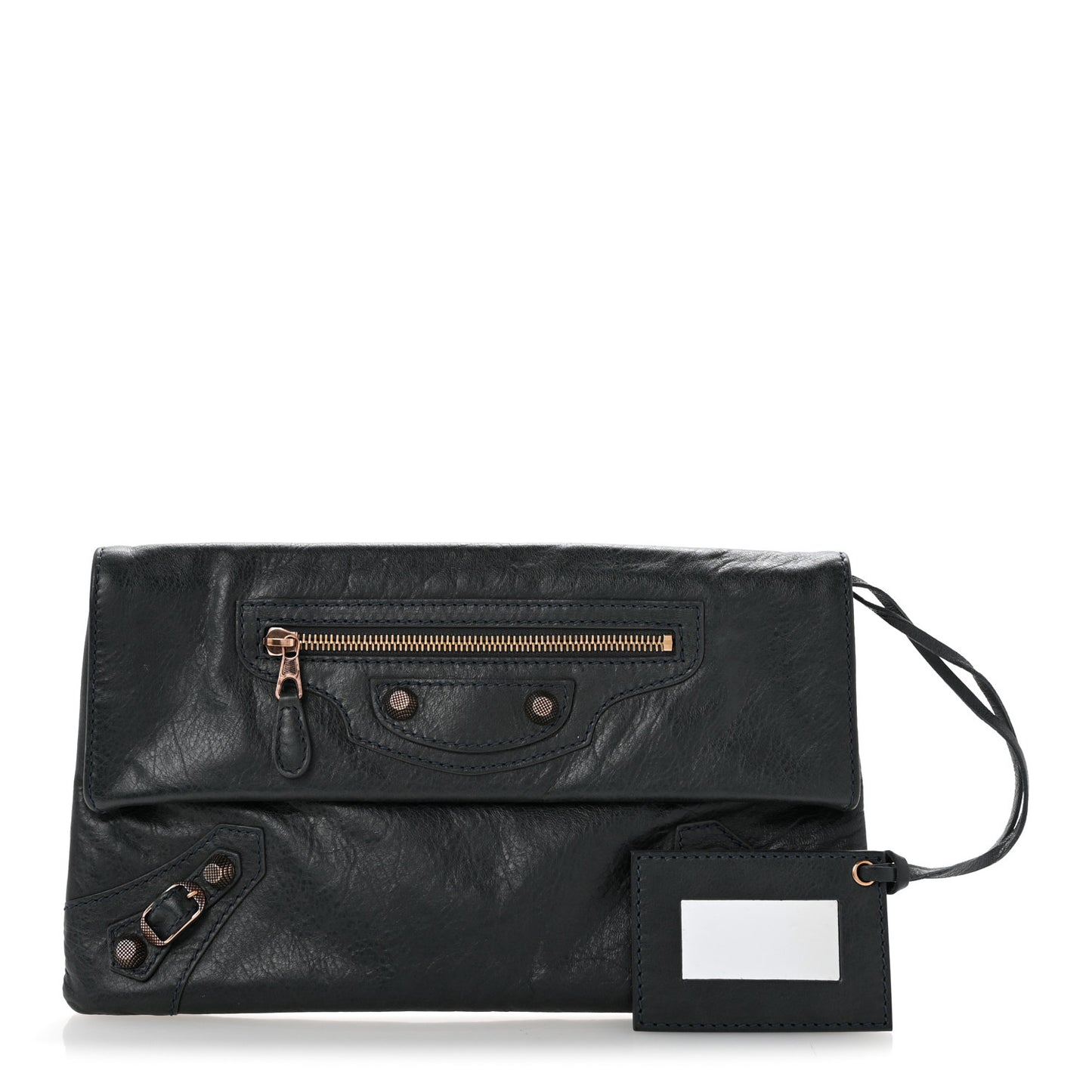 Agneau Giant 12 Rose Gold Hardware Envelope Clutch Anthracite