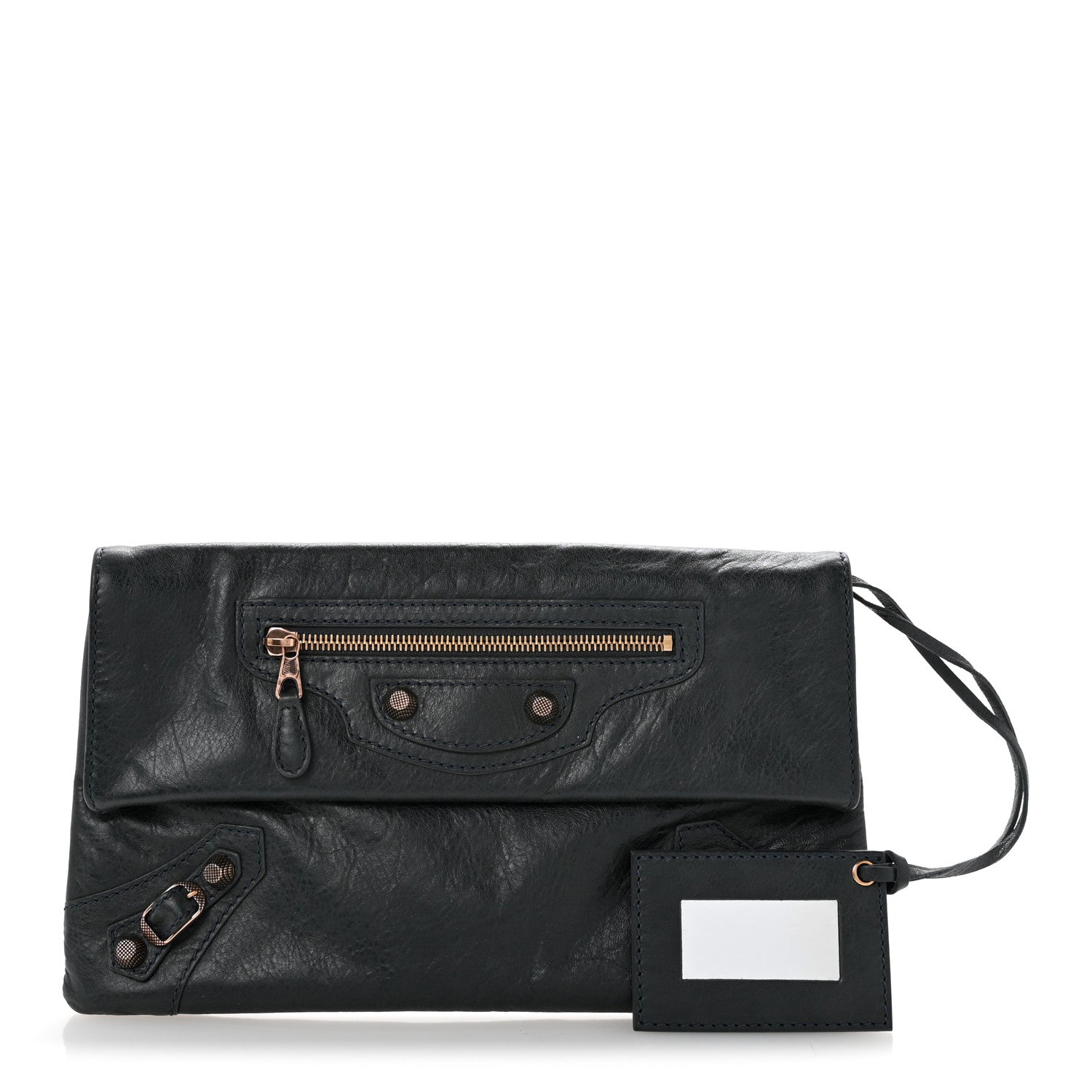 Balenciaga Agneau Giant 12 Rose Gold Hardware Envelope Clutch Anthracite 3 of 14