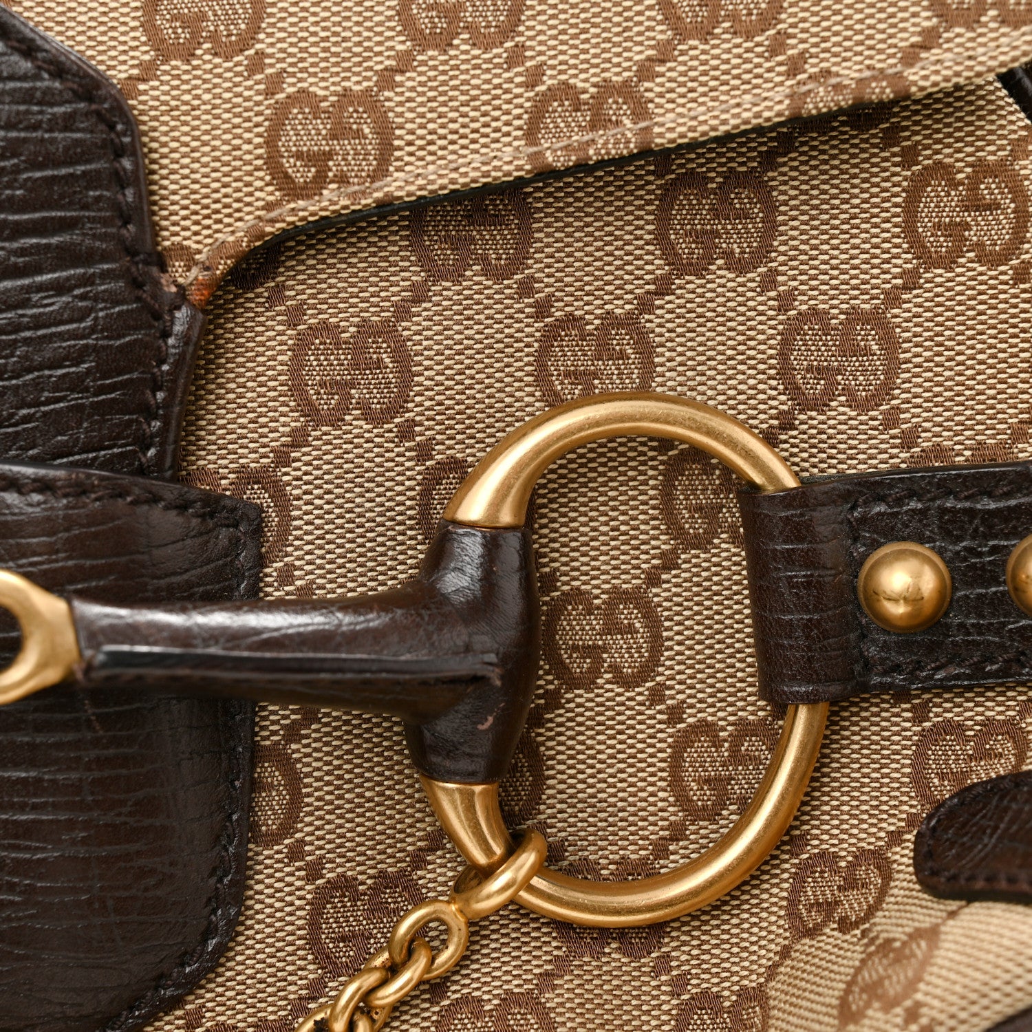 Gucci Monogram Horsebit Chain Flap Shoulder Bag Brown 14 of 14