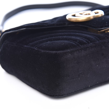 Gucci Velvet Matelasse Mini GG Marmont Shoulder Bag Black 8 of 15