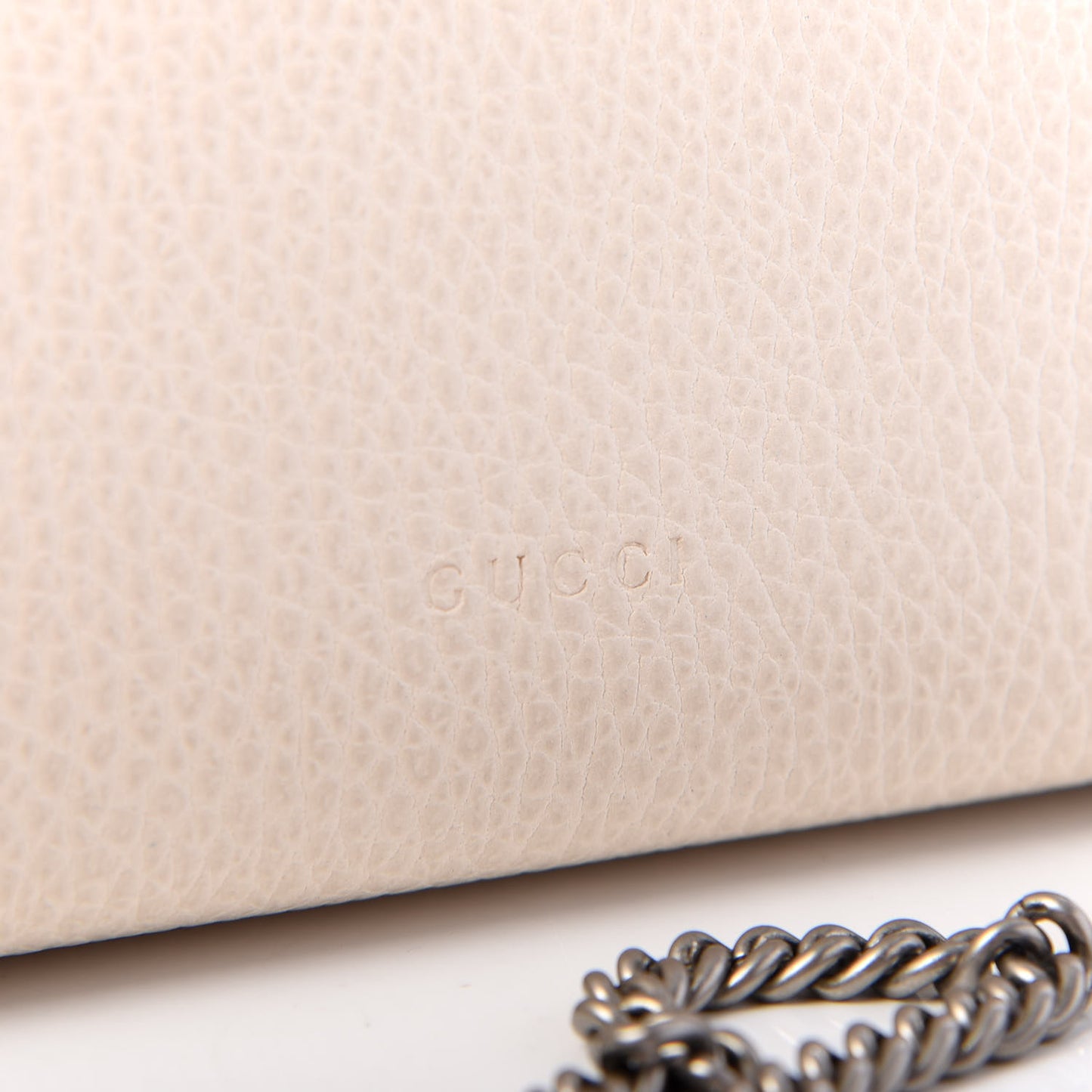 Dollar Calfskin Mini Dionysus Chain Wallet Mystic White