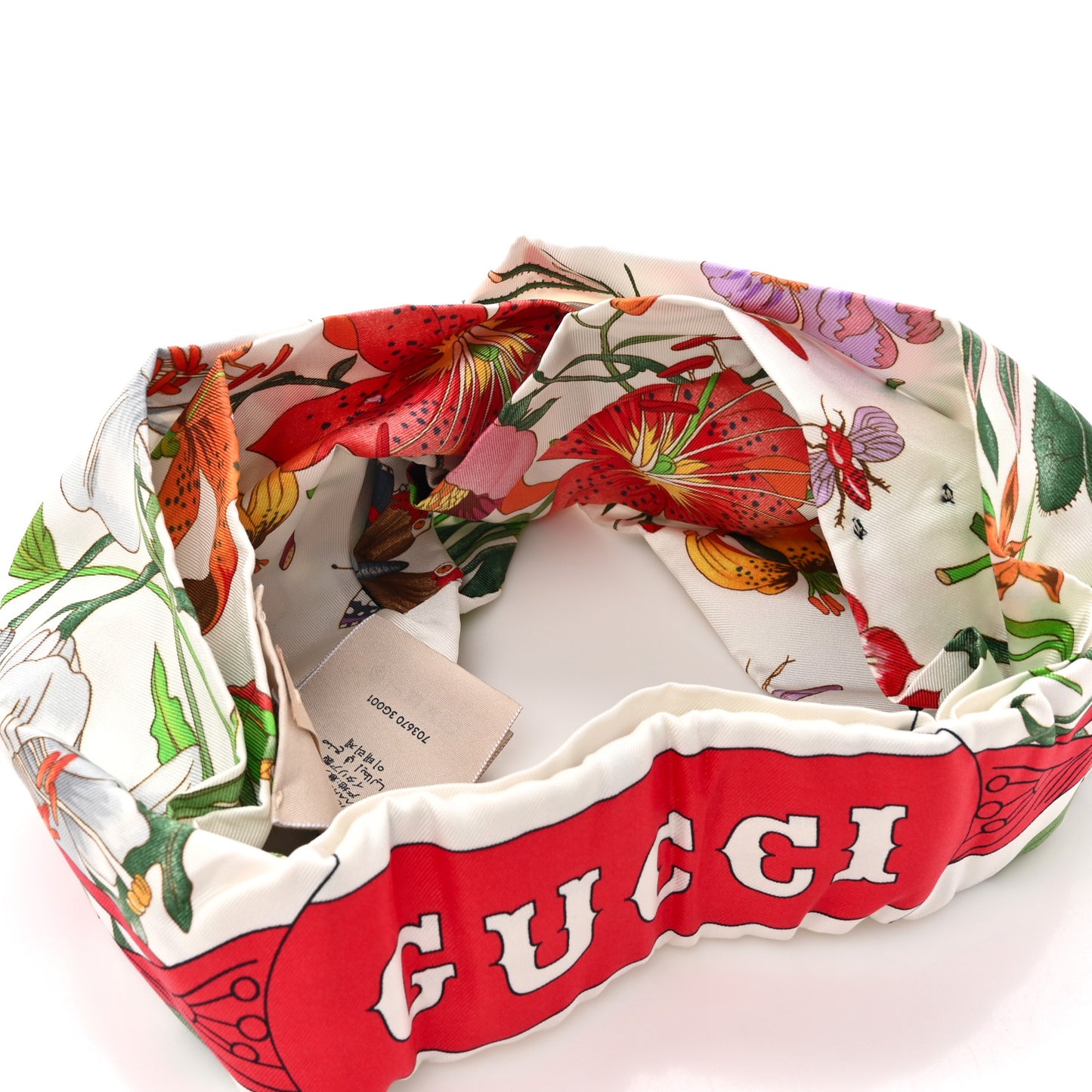 Silk Floral Headband L White Multicolor