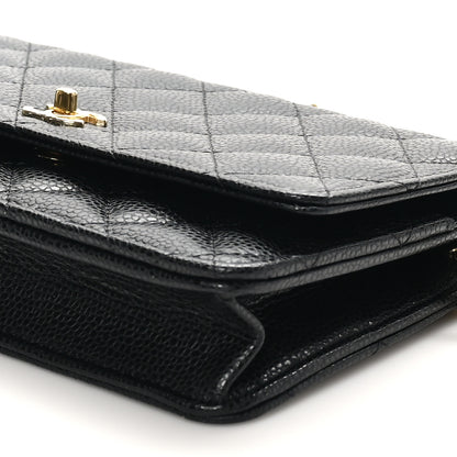 Chanel Caviar Quilted CC Turnlock Wallet On Chain Black 10 of 12