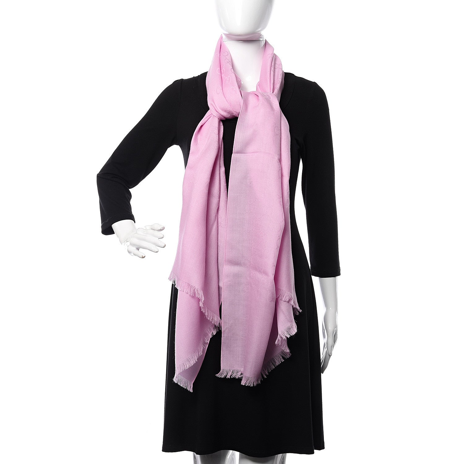 Gucci Wool Silk GG Monogram GGNat Scarf Rose 2 of 4