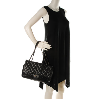 Chanel Washed Lambskin Quilted Jumbo Hybrid Reissue Flap Black 2 of 8