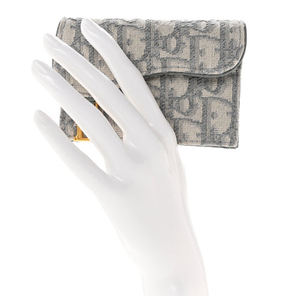 Christian Dior Oblique Saddle Card Holder Gray 2 of 7