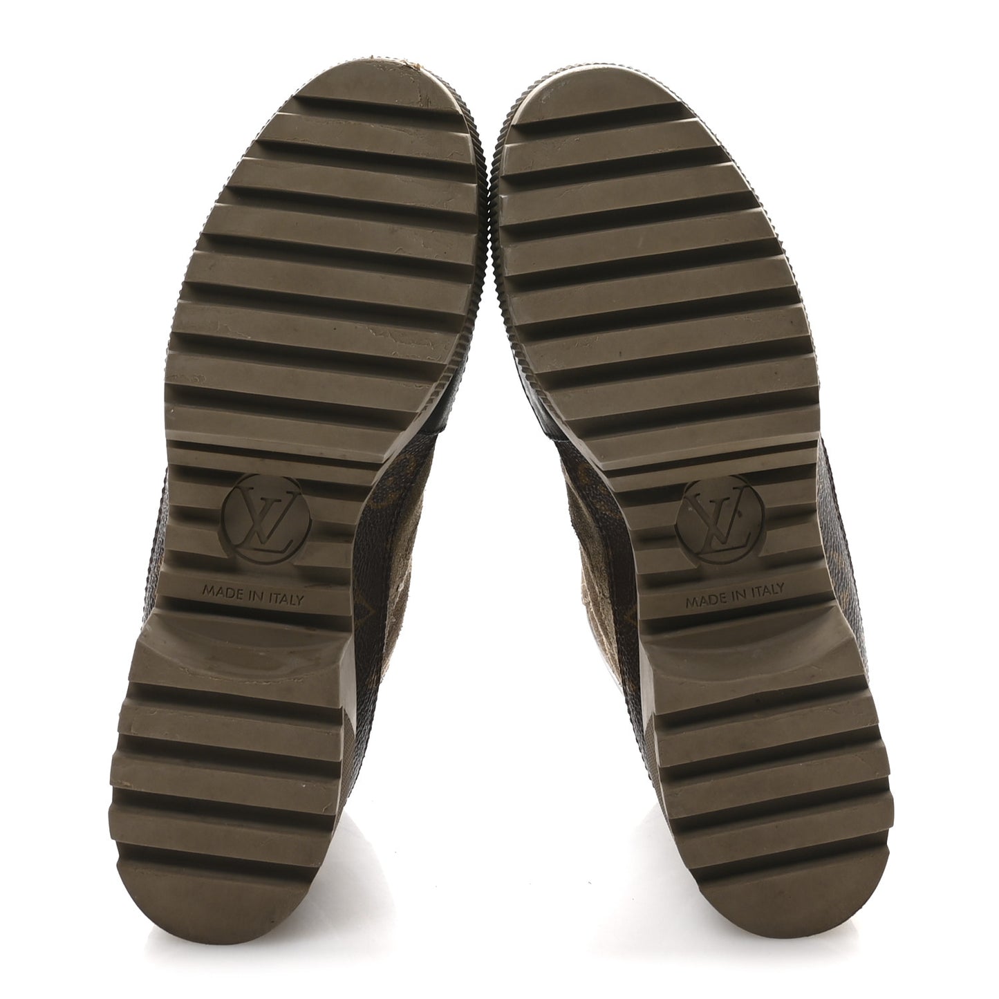 Suede Calfskin Monogram Laureate Platform Desert Boots 36 Taupe