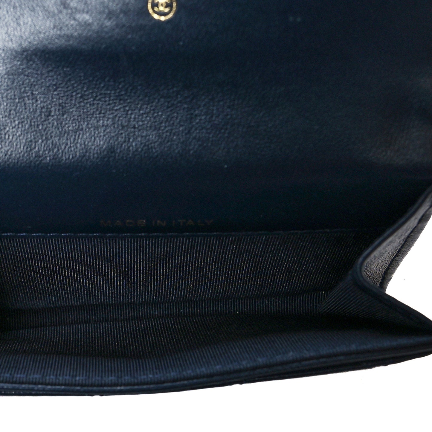 Lambskin Quilted Flap Card Holder Wallet Navy