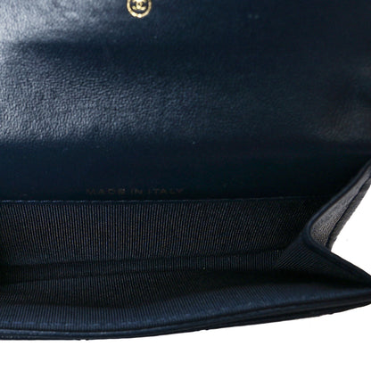 Chanel Lambskin Quilted Flap Card Holder Wallet Navy 5 of 10