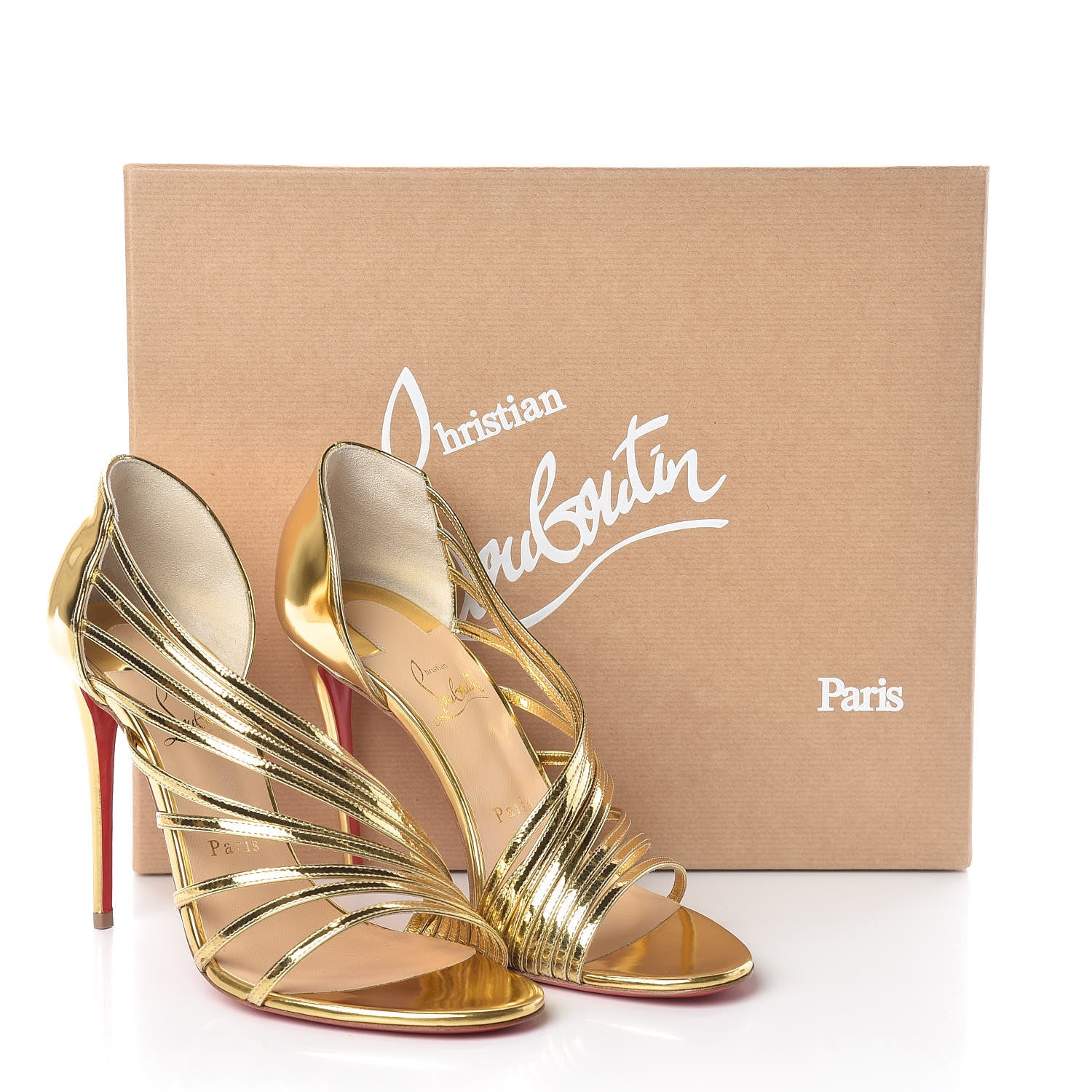Christian Louboutin Specchio Norina 100 Sandals 38.5 Gold 8 of 8