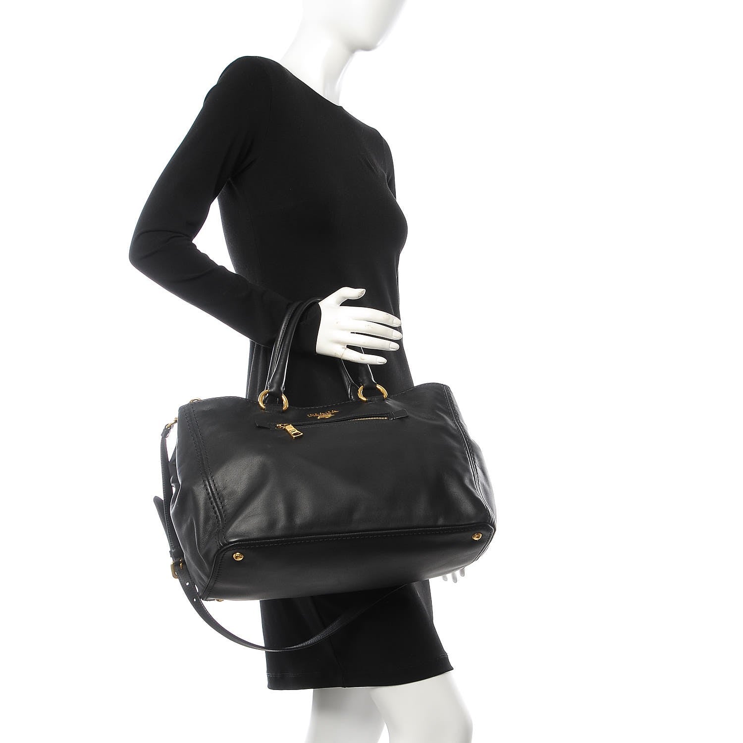 Prada Soft Calf Shopping Tote Black 2 of 10
