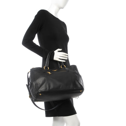 Prada Soft Calf Shopping Tote Black 2 of 10