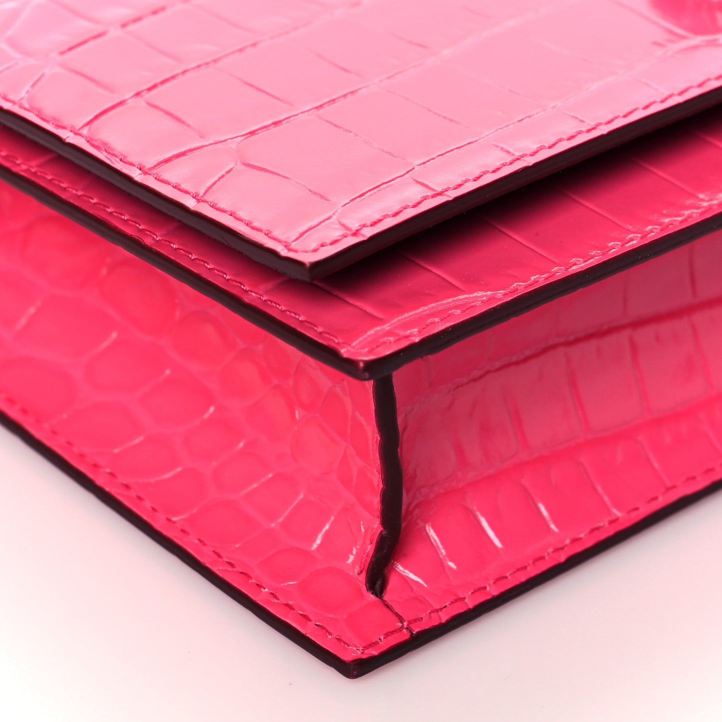 Calfskin Crocodile Embossed Skull Mini Crossbody Bag Pink
