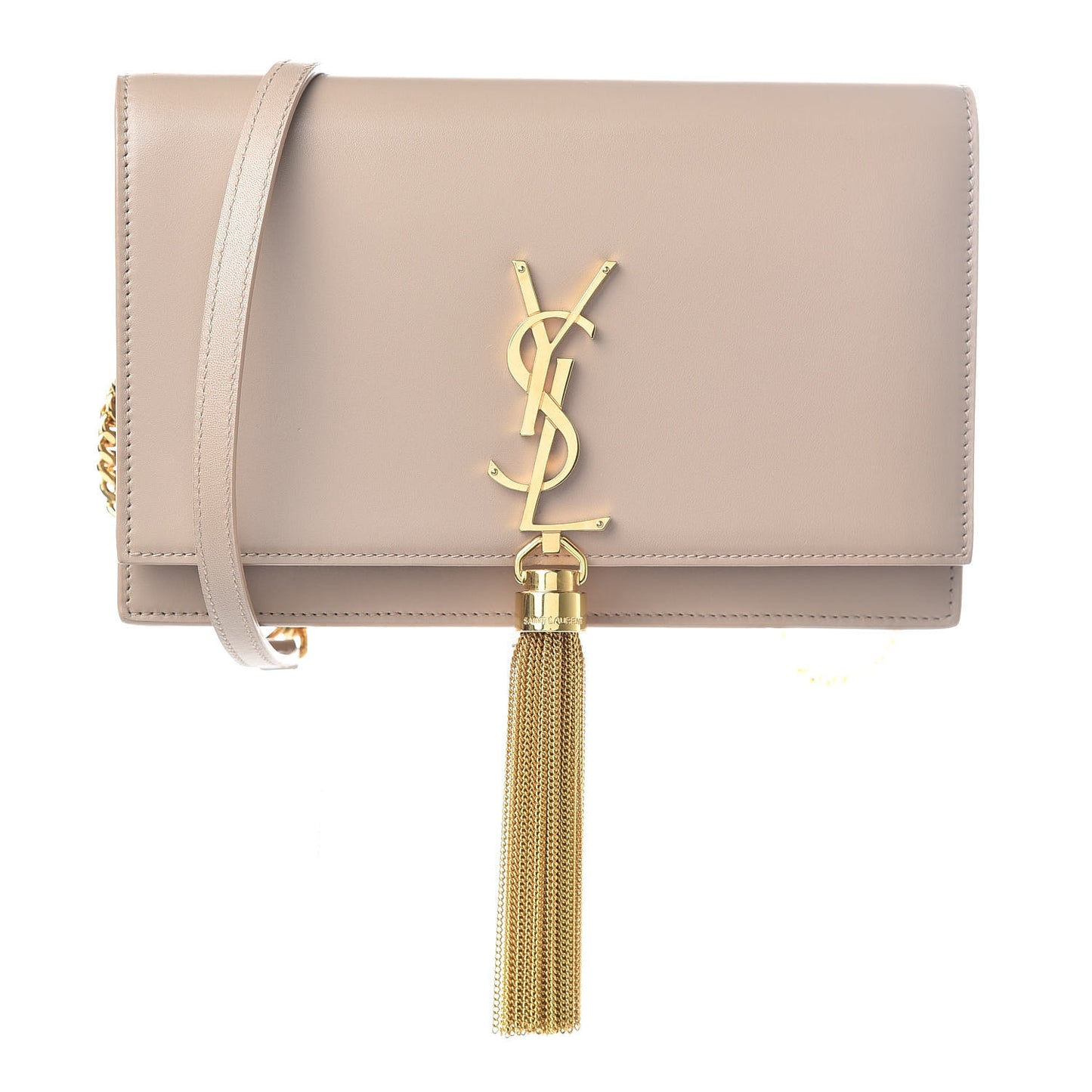Smooth Calfskin Classic Monogram Kate Tassel Chain Wallet Dark Beige
