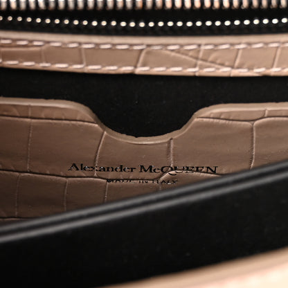Alexander McQueen Shiny Crocodile Embossed Jeweled Satchel Sand 5 of 6