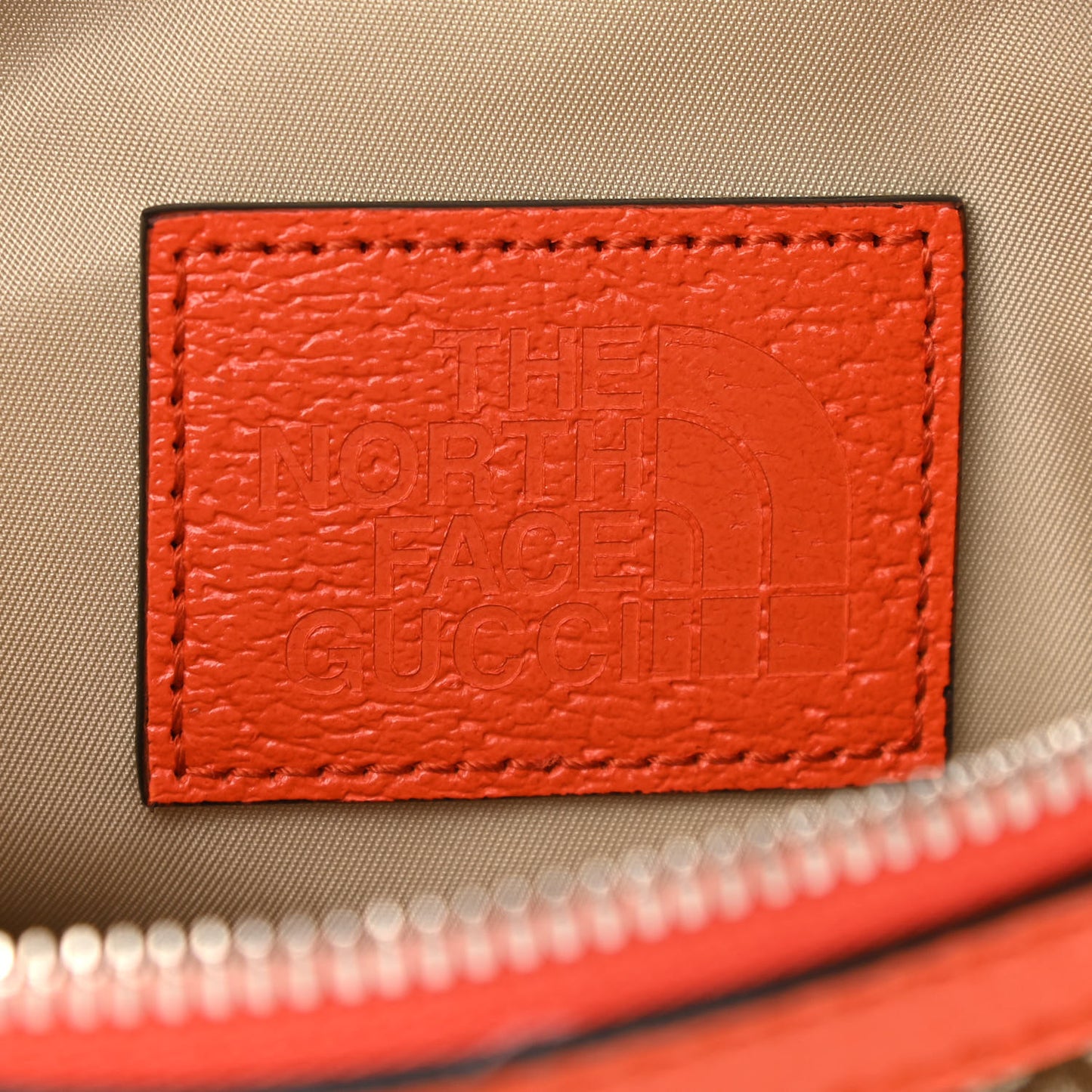 X THE NORTH FACE Monogram Textured Dollar Calfskin Embroidered Belt Bag Beige Ebony Mystic White Deep Orange