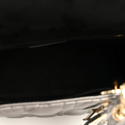 Christian Dior Metallic Calfskin Cannage Medium Lady Dior Gunmetal Grey 5 of 10