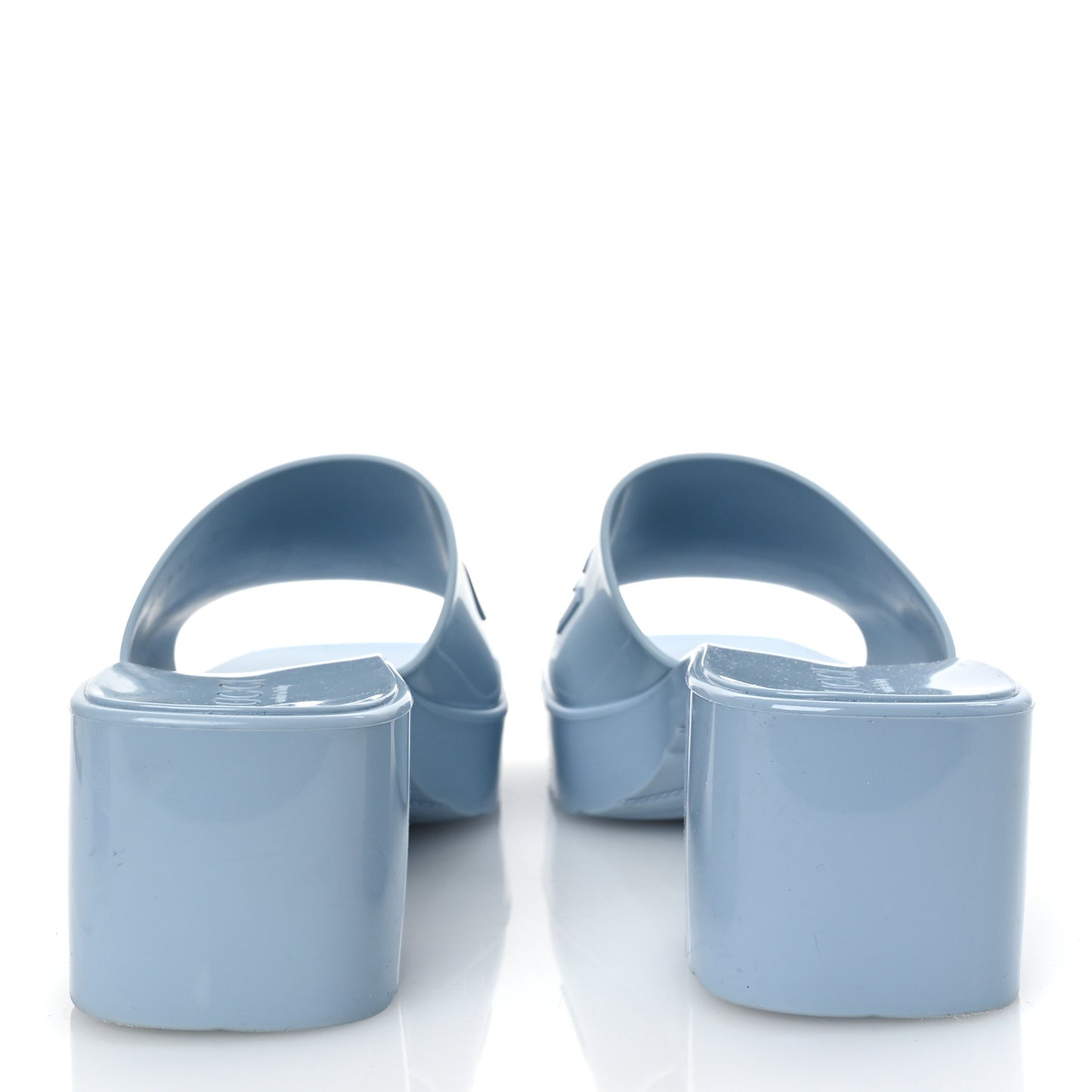 Rubber Gucci Logo Womens Platform 20/60mm Slide Sandals 38 Porcelain Light Blue