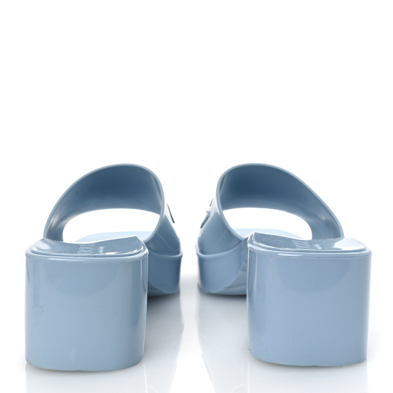 Gucci Rubber Gucci Logo Womens Platform 20/60mm Slide Sandals 38 Porcelain Light Blue 6 of 13