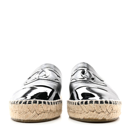 Chanel Iridescent Goatskin Patent CC Espadrille Mules 39 Black 2 of 9